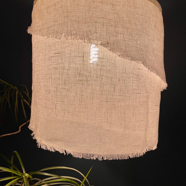 Linen Pendant lamp shade LUCIA / Sheer linen lampshade / ambient lighting