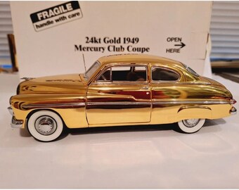 Danbury Mint 24kt Gold 1949 Mercury Club Coupe, 1:24, W/wood 