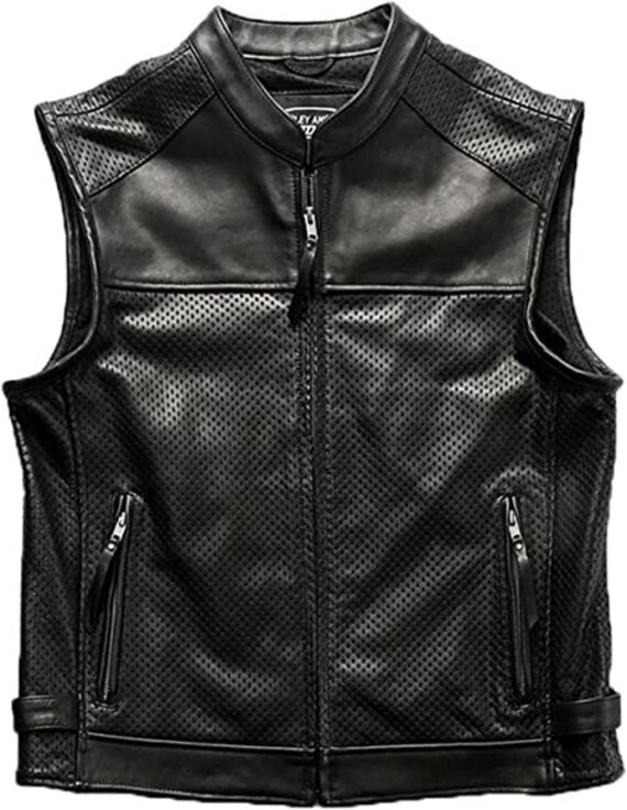 Men's passing sale link leather vest