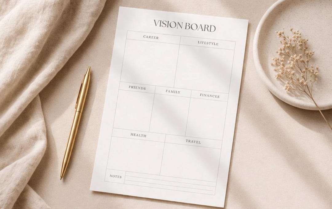 Minimal Vision Board Printable | Goal Setting Worksheet | Dream Life ...
