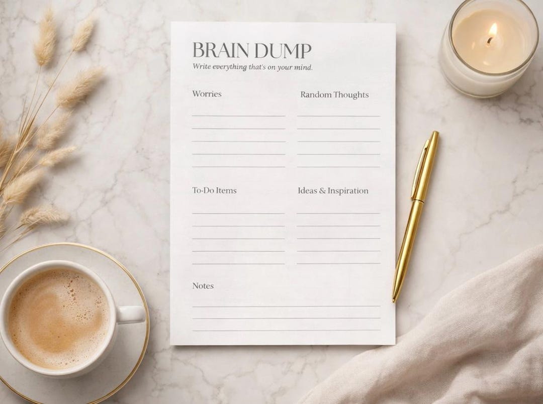 Brain Dump Printable | Mental Clarity Worksheet | Reset Planner Page ...