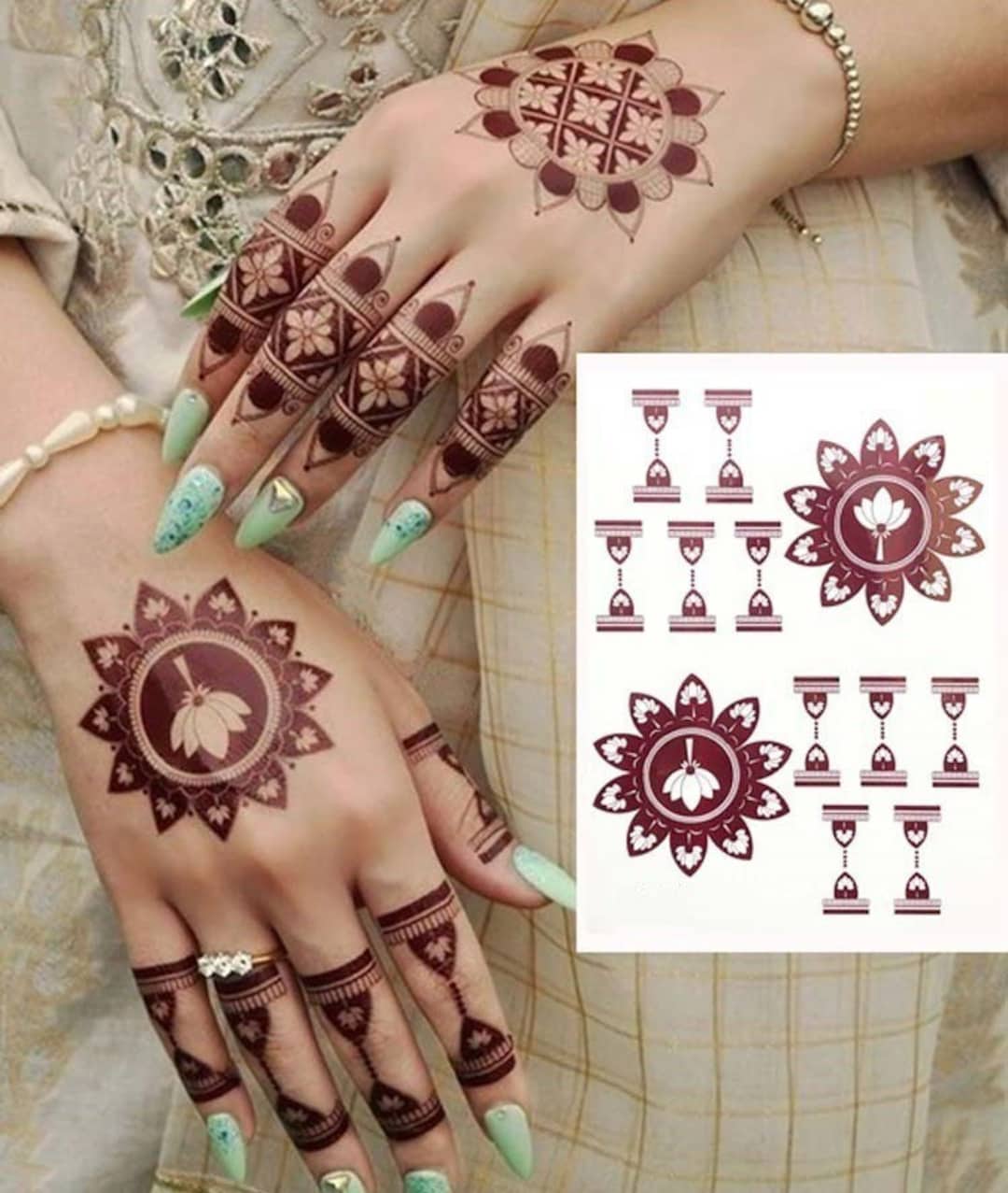 Henna Style Tattoo Stickers Temporary Henna Tattoo Fake Henna stylish