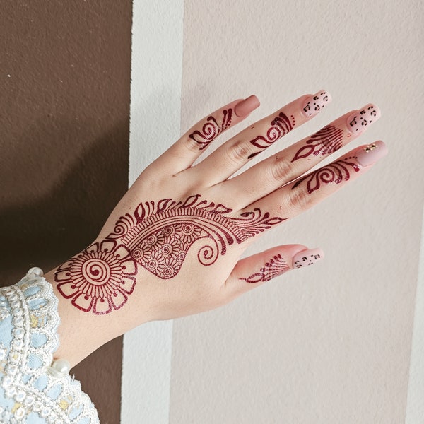 Henna Style Tattoo Stickers- Temporary Henna Tattoo- Fake Henna -Stylish Tattoo- Henna Design- Henna