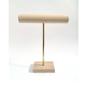 Handcrafted Jewellery Stand Oak Wood & Brass. Bracelet Necklace Holder. 35mm Wooden Metal Jewelry Display Shop or Home. Market Display Stand