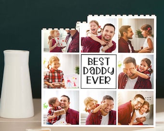 Kundenspezifisches Bauklotz-Puzzle-quadratischer Foto-Ziegelstein-bester Vati überhaupt Vatertagsgeschenk