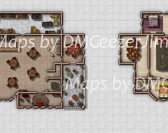 Tavern map, D&D, RPG VTT digital map, Small building map