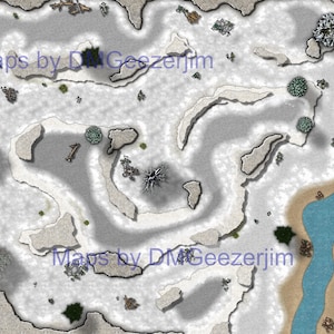 Digital Map, D&D Mountains and cliffs, outdoor battle map, VTT digital outdoors map, Snowy Cliffs map