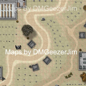 Graveyard en Crypts Battle Map, D &D VTT digitale gevechtskaart, bevat Graveyard en Temple gebied, en ondergronds Dungeon gebied, VTT klaar