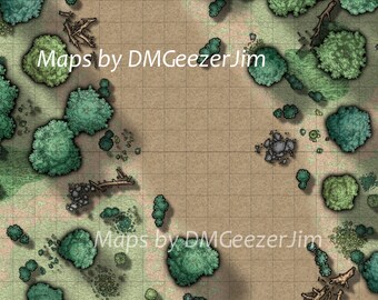 Forest Clearing battle map, dnd VTT map, Wooded clearing, digital RPG map