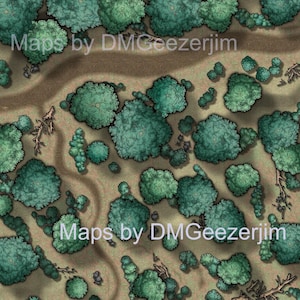 Waldwegekarte, VTT/Digitale Kampfkarte für D&D/RPG Gebrauch. Druckbare digitale Kartendatei, Outdoor Waldschlacht Karte