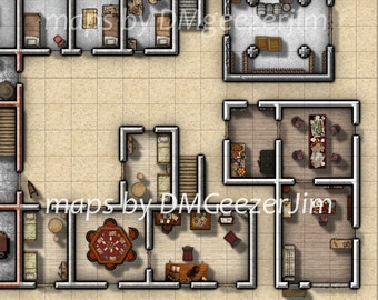 DnD Battle map, VTT map, Digital Map, City, Urban RPG map, ready for VTT use.