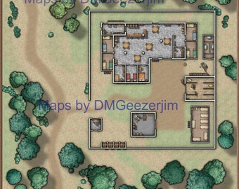 Inn and Gasthaus Map, Roadside Inn für D&D und andere RPG's. VTT bereite Karte, NPC und Guide in der Karte enthalten