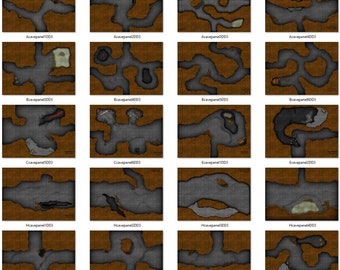 Caves and Caverns Maps, 40 map pack, Geomorphic Cave map tiles, VTT battle maps, Printer Friendly battle map pack,