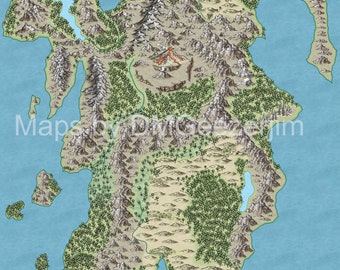 D&D Outdoor map, Isle of Dread remake, Digital RPG map, Classic DND map. Jungle Island regional RPG map, unmarked