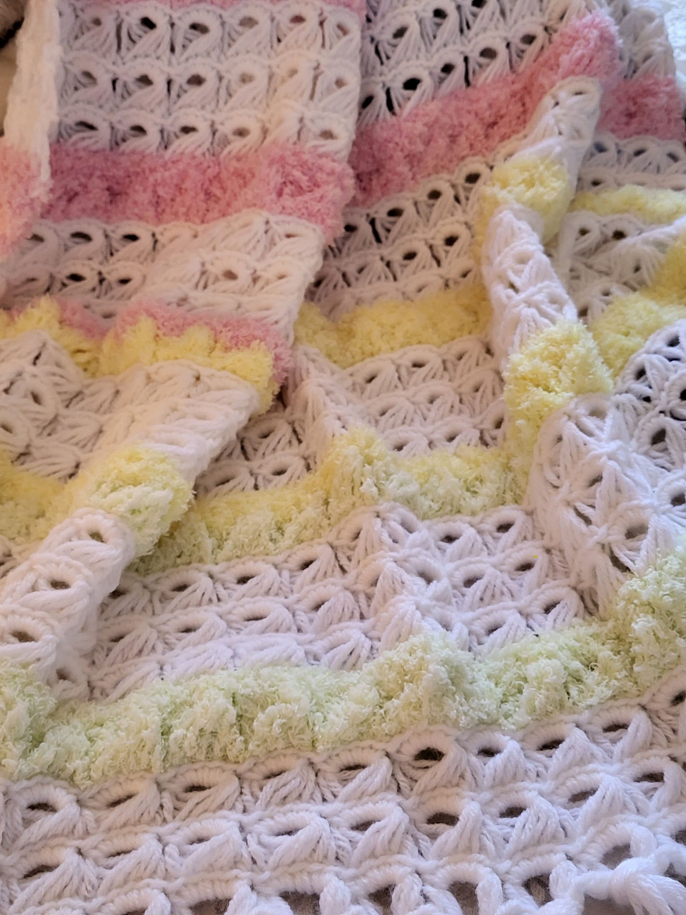 Broomstick Lace Crochet Baby Afghan Etsy