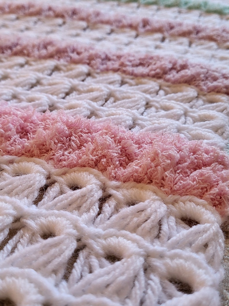 Broomstick Lace Crochet Baby Afghan Etsy