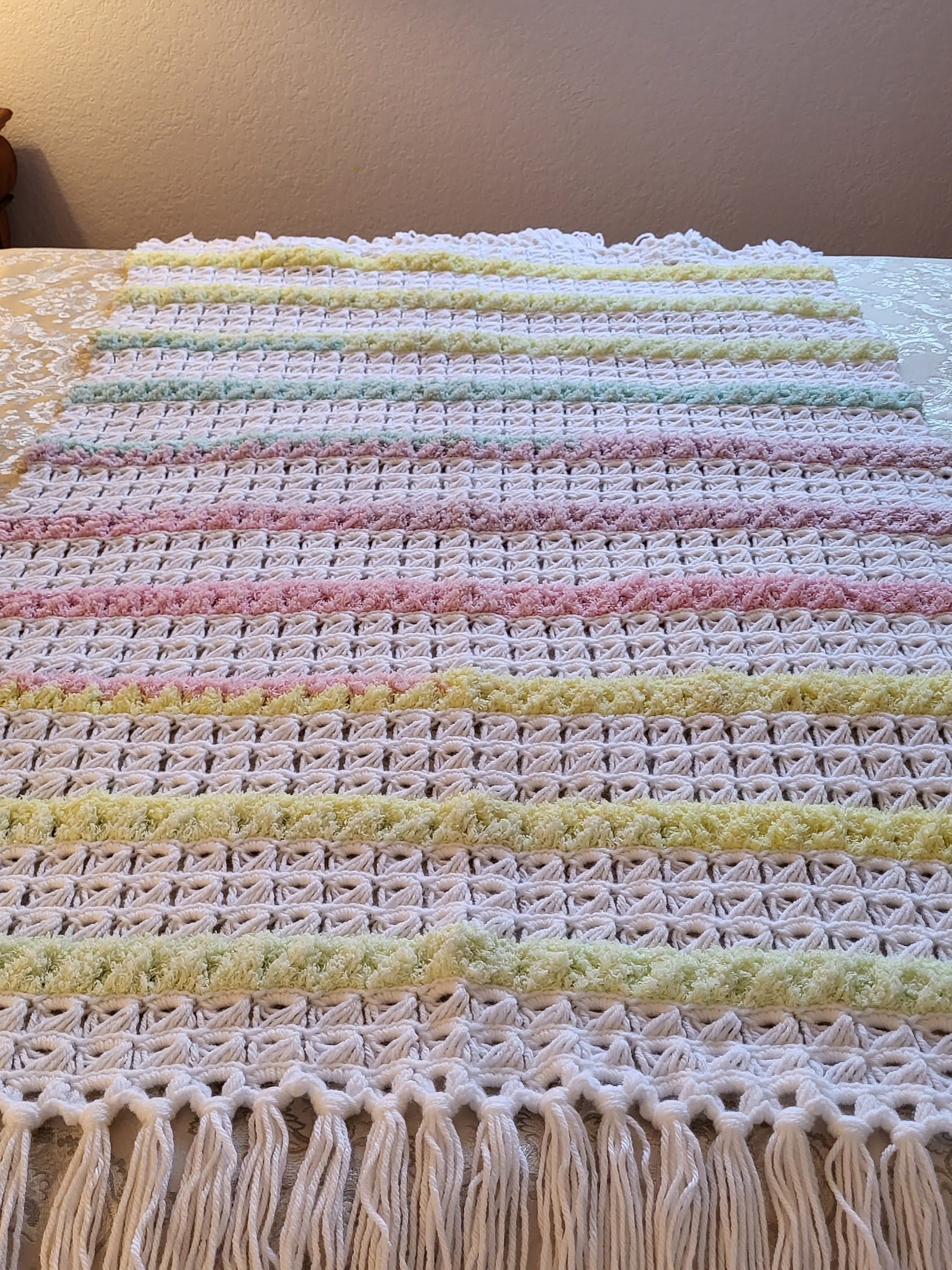 Broomstick Lace Crochet Baby Afghan Etsy