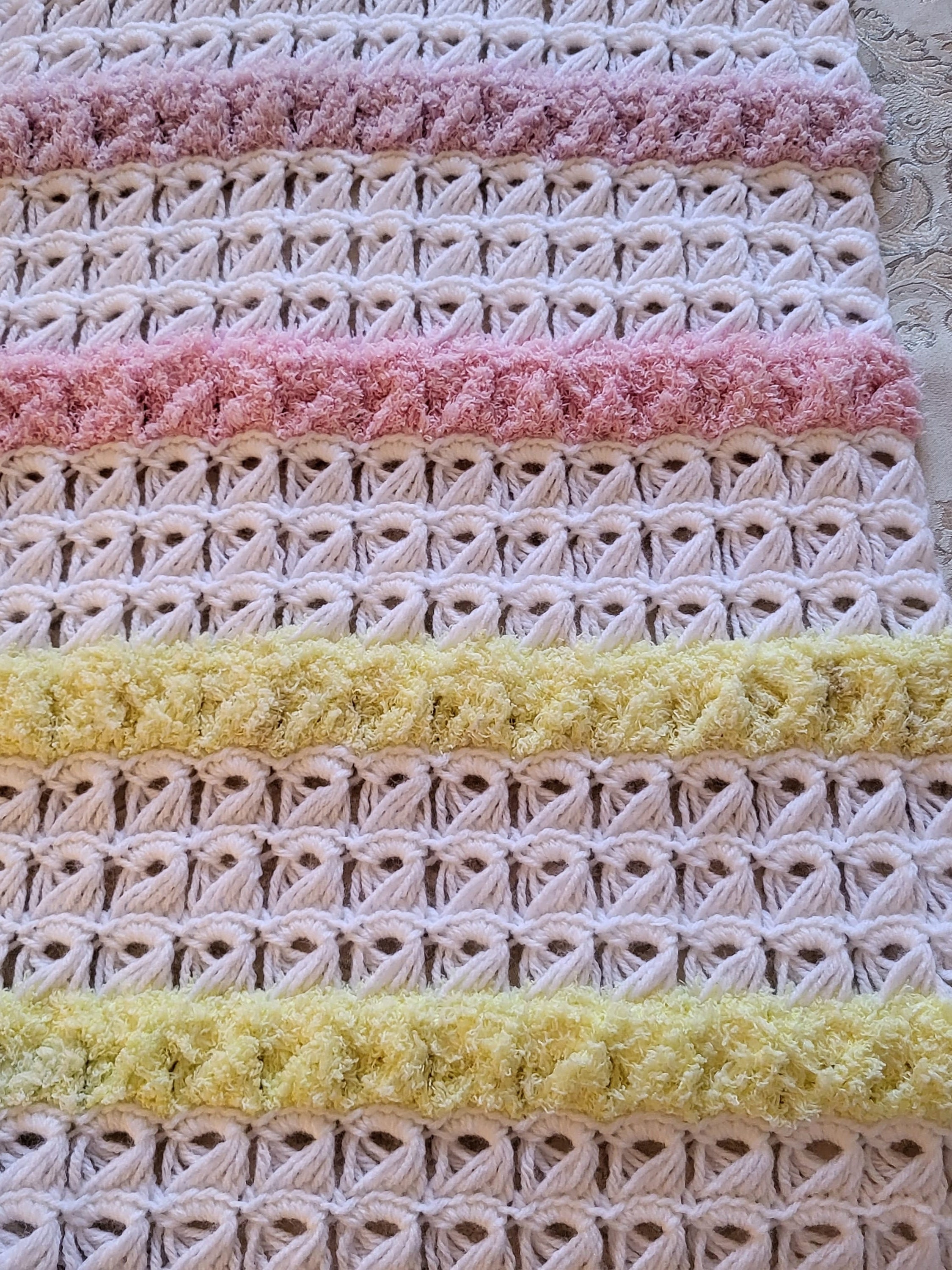 Broomstick Lace Crochet Baby Afghan Etsy