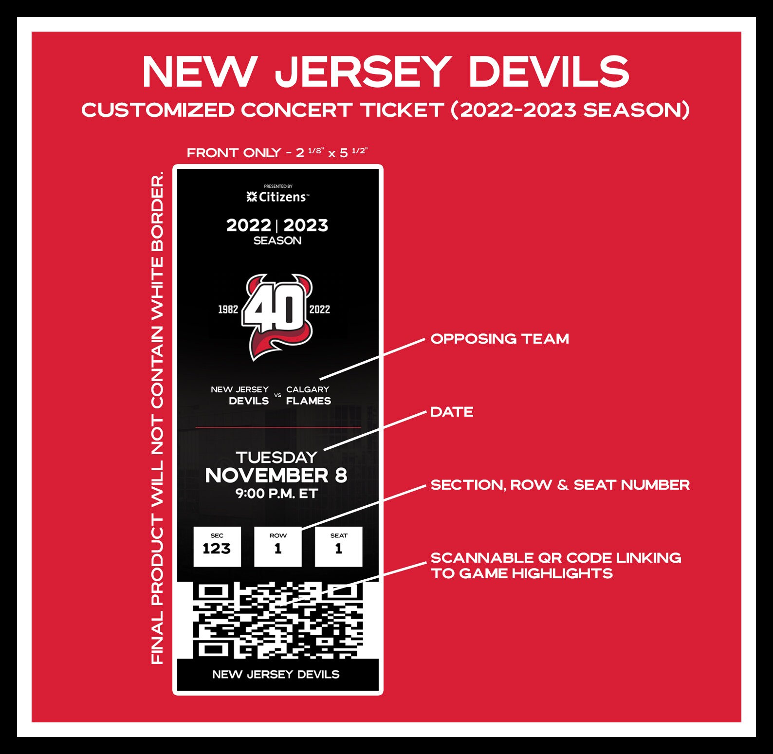 Customized New Jersey Devils Souvenir Ticket W QR Code From 2022 2023 Season digital Etsy