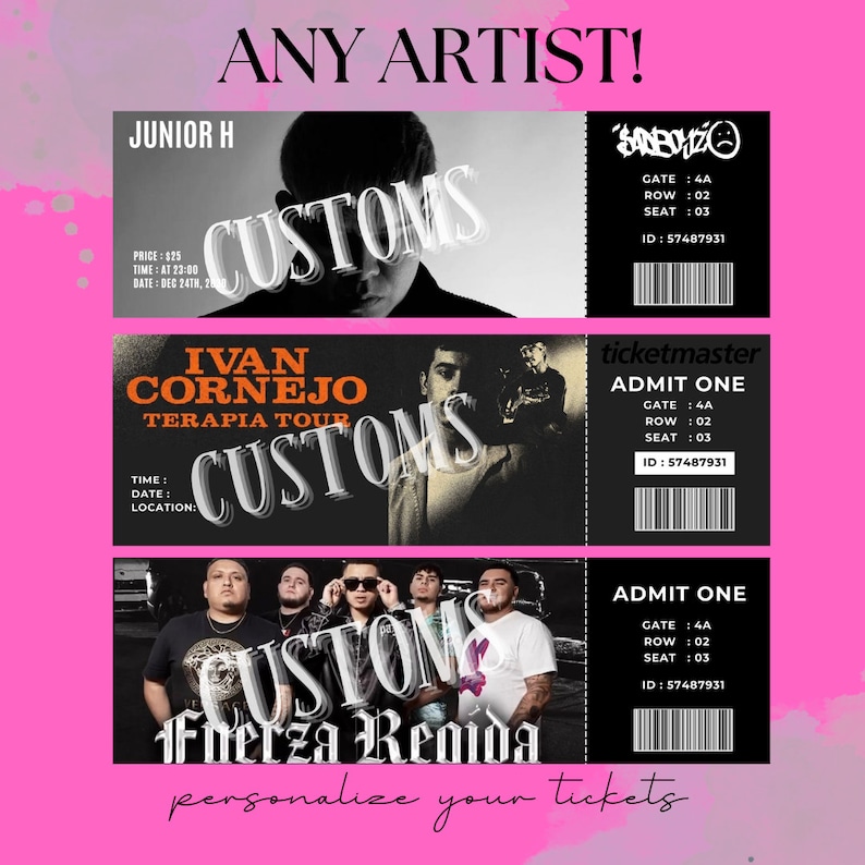 Customized Concert Tickets Ivan Cornejo Junior H Fuerza Regida Etsy