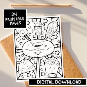 Kawaii Coloring Pages | 24 Pages | Bestsellers | Cute Coloring Pages | For Kids and Adults | Digital Download