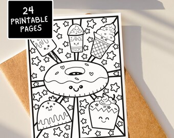 Kawaii Coloring Pages | 24 Pages | Bestsellers | Cute Coloring Pages | For Kids and Adults | Digital Download