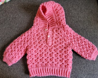 Sudadera crochet niña bebé 0-6 meses