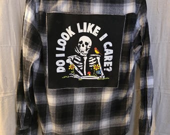 Do I look like I care  Upcycled Shacket