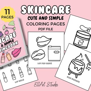 Cute Skincare Coloring Pages | Cute Coloring Book Digital | Simple Coloring Book PDF, Easy Coloring Pages | Cosmetics Easy Coloring Book
