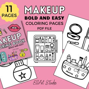 Makeup Bold and Easy Coloring Pages | Makeup Bold Coloring Book for Stress Relief | Instant Download PDF