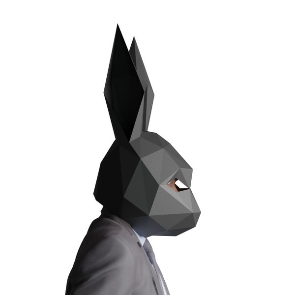 Rabbit Mask - Papercraft mask,rabbit paper model mask,pdf template ,printable mask,Low poly, paper mask