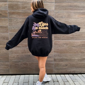 Coconut Girl Beach Hoodie, Granola Girl Sweatshirt, Preppy Y2K Hoodie, Teenage Girl Gifts, Surfer Girl Aesthetic, Trendy Oversized VSCO Maui Black