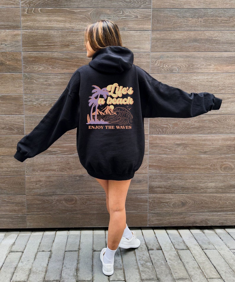 Coconut Girl Beach Hoodie, Granola Girl Sweatshirt, Preppy Y2K Hoodie, Teenage Girl Gifts, Surfer Girl Aesthetic, Trendy Oversized VSCO Maui Black