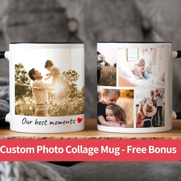 Custom collage photo mug Personalized picture coffee mug for gift Customization mug image with text Personalization coffee mug with photo