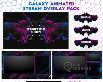 Galaxy Animated Stream Overlay Pack | Space Twitch Overlay Pack | Galaxy Theme Animated Stream Overlay Package | Twitch Panels |Youtube Pack
