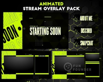 Twitch Overlay Package | Fluorescent Yellow Animated Stream Overlay Pack | Twitch Animated Stream Overlay Package | Twitch Panels | Youtube