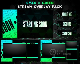 Twitch Overlay Package | Cyan Green Animated Stream Overlay Pack | Polar Animated Stream Overlay Package | Twitch Panels | Animated Overlay