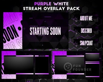 Twitch Overlay Package |  Purple White Animated Stream Overlay Pack | Purple Twitch Animated Stream Pack | Twitch Panels | Youtube Overlay