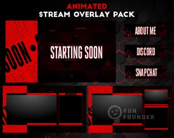 Twitch Overlay Package | Red Animated Stream Overlay Pack | Red Twitch Animated Stream Overlay Package | Twitch Panels | Animated Overlay