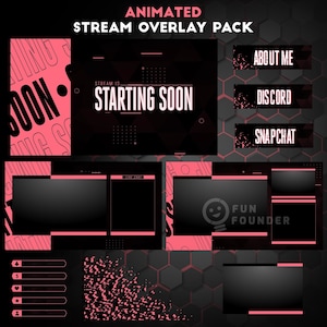 Twitch Overlay Package | Pink Animated Stream Overlay Pack | Cool Animated Stream Overlay Package | Twitch Panels | Animated Overlay