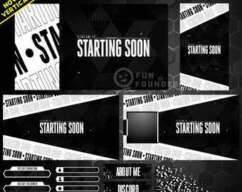 Black and White Animated Stream Overlay Pack | Animated Overlay for Twitch, Kick, YouTube, OBS, Streamlabs | Vertical Stream Overlay