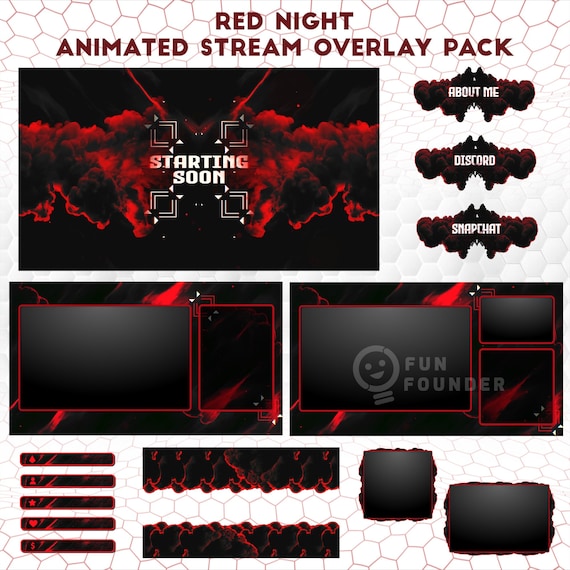Twitch Overlay Package | Red Night Animated Stream Overlay Pack | Animated Stream Overlay Package | Twitch Panels | Stream Overlay