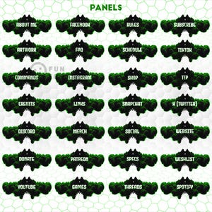 Green Night Animated Stream Overlay Pack | Twitch Overlay Package | Vertical Stream Overlay Package | Twitch Panels | YouTube Stream Overlay image 4