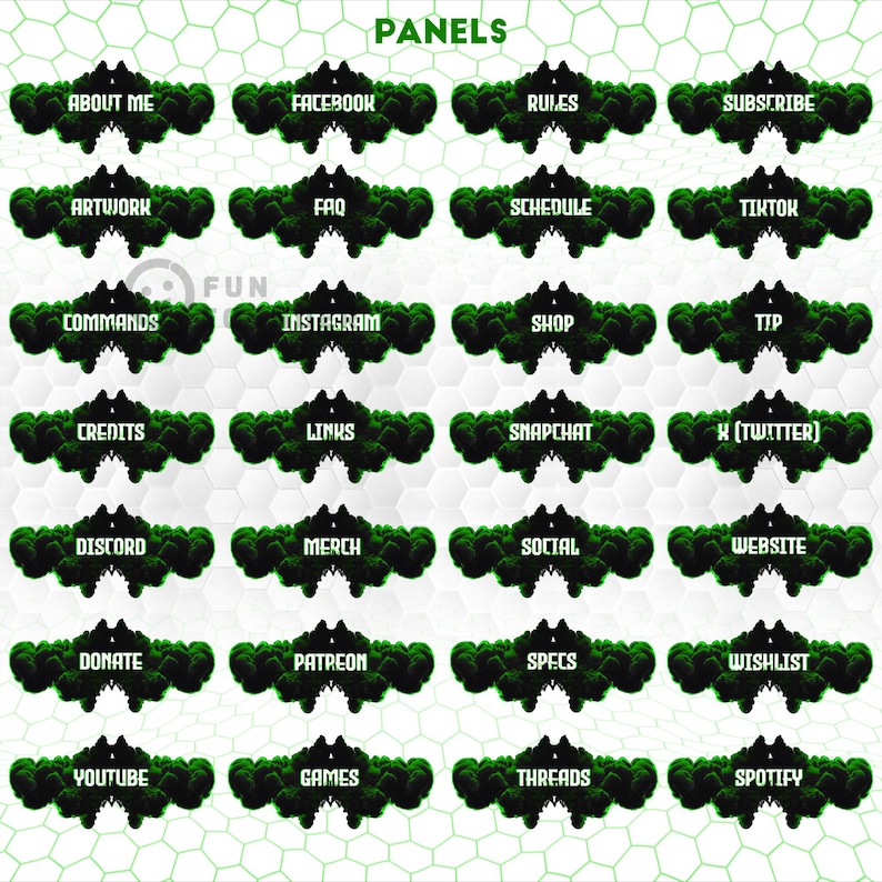 Green Night Animated Stream Overlay Pack | Twitch Overlay Package | Vertical Stream Overlay Package | Twitch Panels | YouTube Stream Overlay image 4