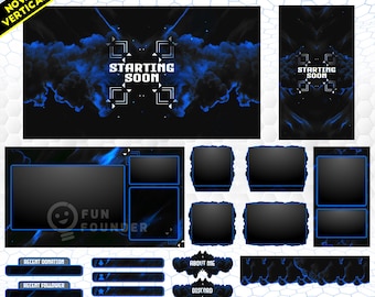 Blue Night Animated Stream Overlay Pack | Twitch Overlay Package | Animated Stream Overlay Package | Twitch Panels | Vertical Stream Overlay