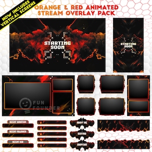 Orange and Red Night Animated Stream Overlay Pack | Fire Night Twitch Overlay Pack |Orange Red Smoke Stream Package |Vertical Stream Overlay