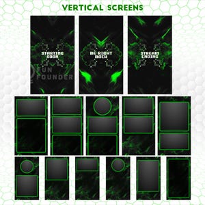 Green Night Animated Stream Overlay Pack | Twitch Overlay Package | Vertical Stream Overlay Package | Twitch Panels | YouTube Stream Overlay image 9