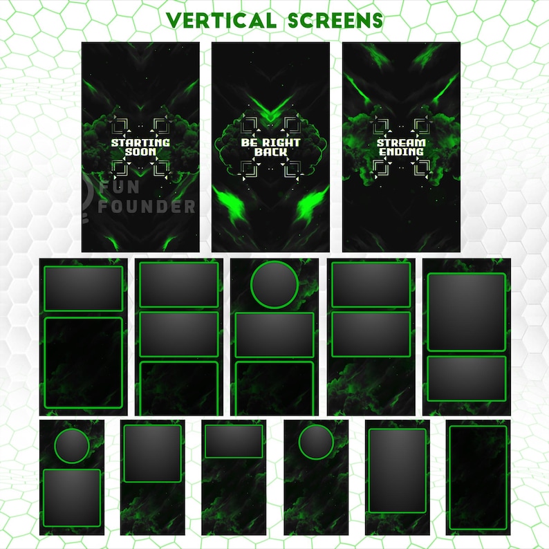 Green Night Animated Stream Overlay Pack | Twitch Overlay Package | Vertical Stream Overlay Package | Twitch Panels | YouTube Stream Overlay image 9