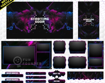 Galaxy Animated Stream Overlay Pack | Space Twitch Overlay Pack | Galaxy Theme Animated Stream Overlay Package |Twitch Panels |Vertical Pack