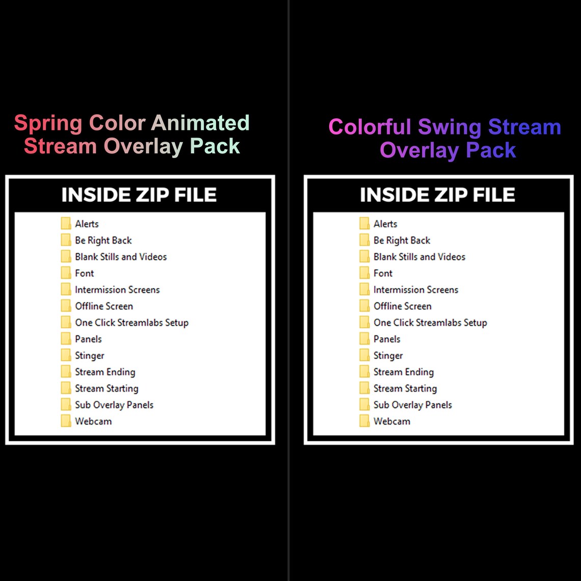 2 Colorful Animated Stream Overlays in 1 Pack | Spring Color Animated ...
